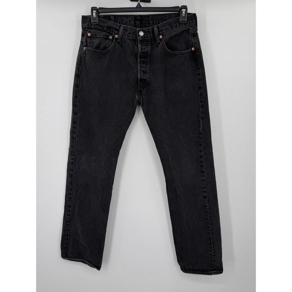 Levis 501 Mens Jeans W33 L32 Original Fit Straight Leg Black Denim 00501-0660